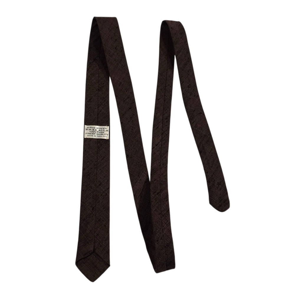 Thai Silk Mens Necktie Brown‎ Luxury Skinny Short Pure Silk Handmade Woven